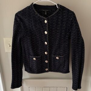 White House Black Market Navy and Gold Tweed Blazer
